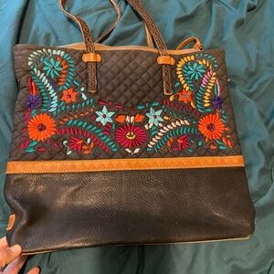 Embroidered Floral Tote Bag